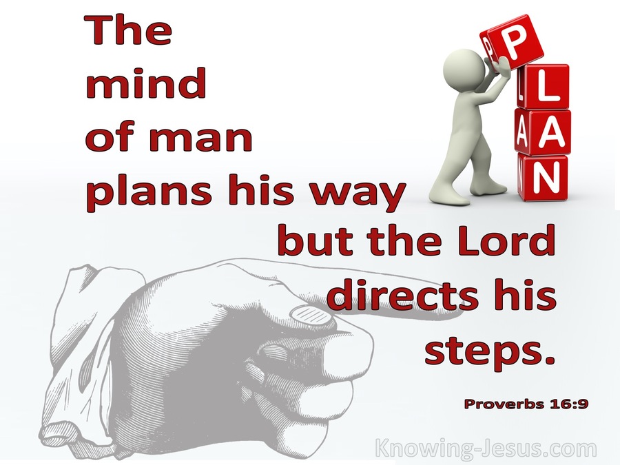 Proverbs 16:9 The Mind Of Man Plans His Way (red)